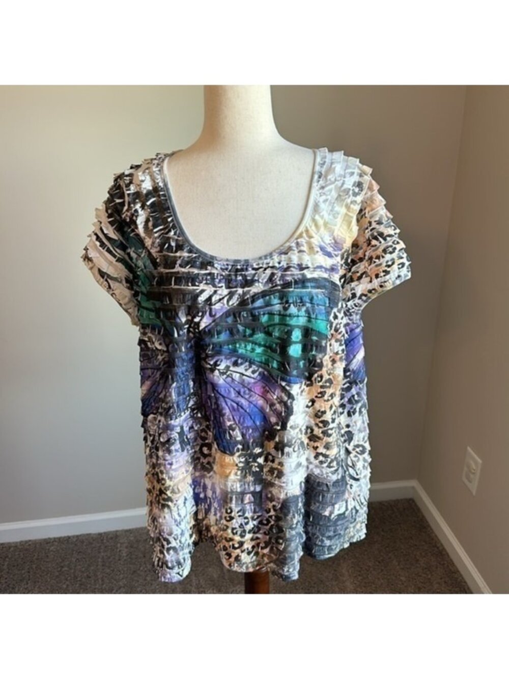 Moa Moa Woman Short Sleeve Top Size 1X